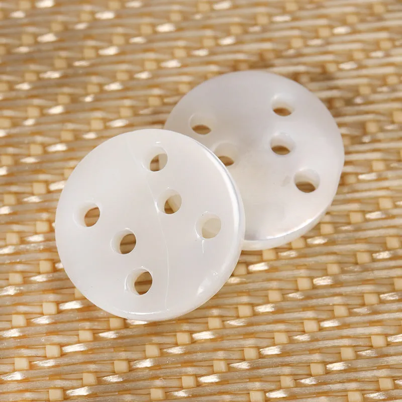 11.5mm Natural Round Six-Hole White and Black Shell Buttons