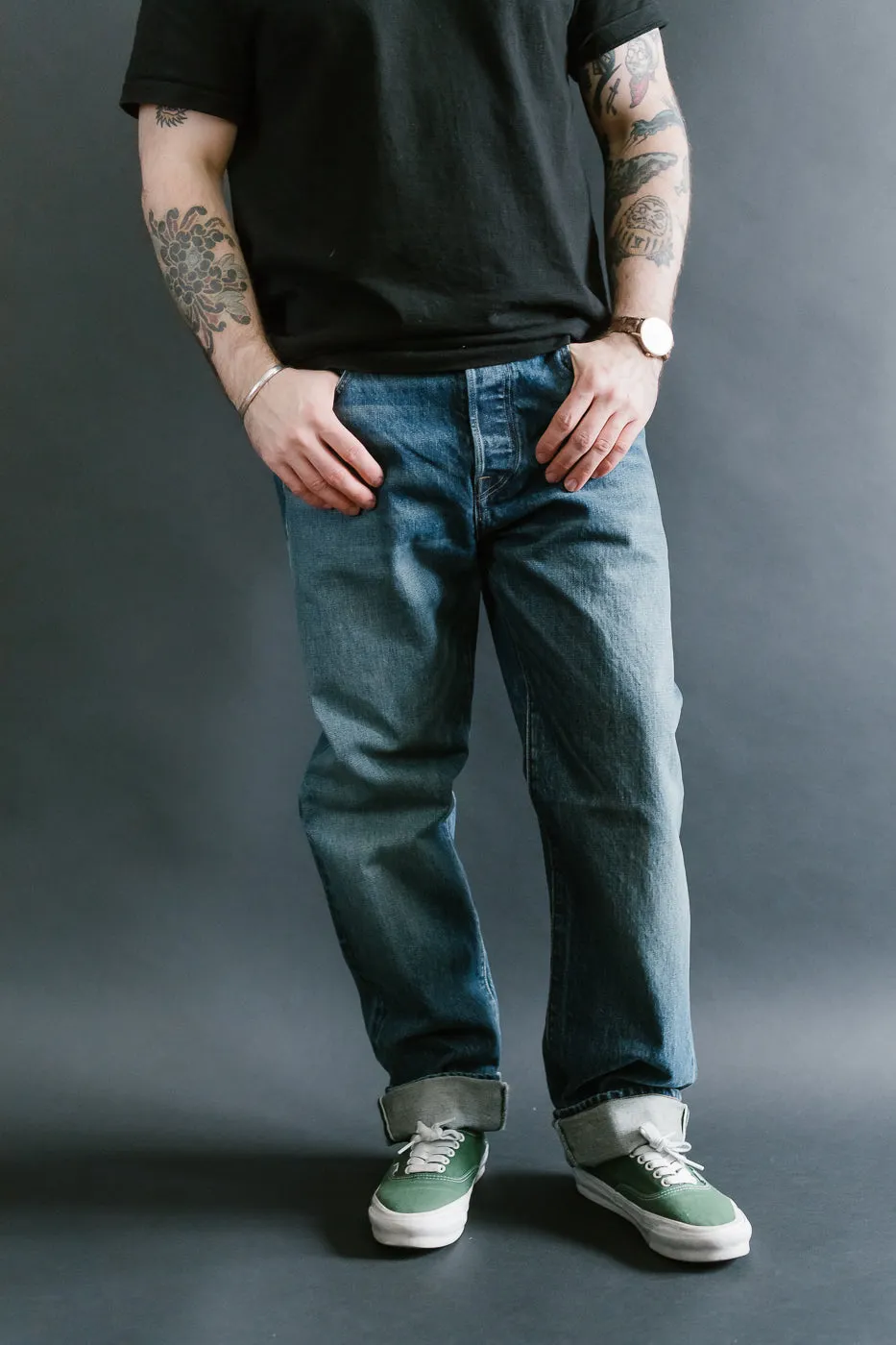15oz - Vintage Washed Selvedge Strider Pant - Medium Indigo