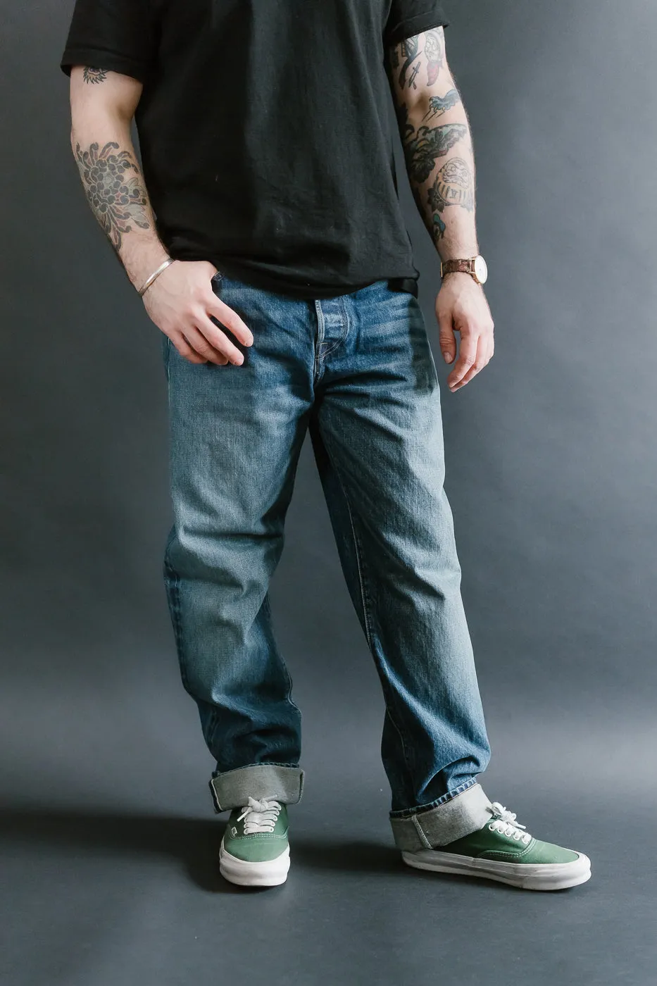 15oz - Vintage Washed Selvedge Strider Pant - Medium Indigo
