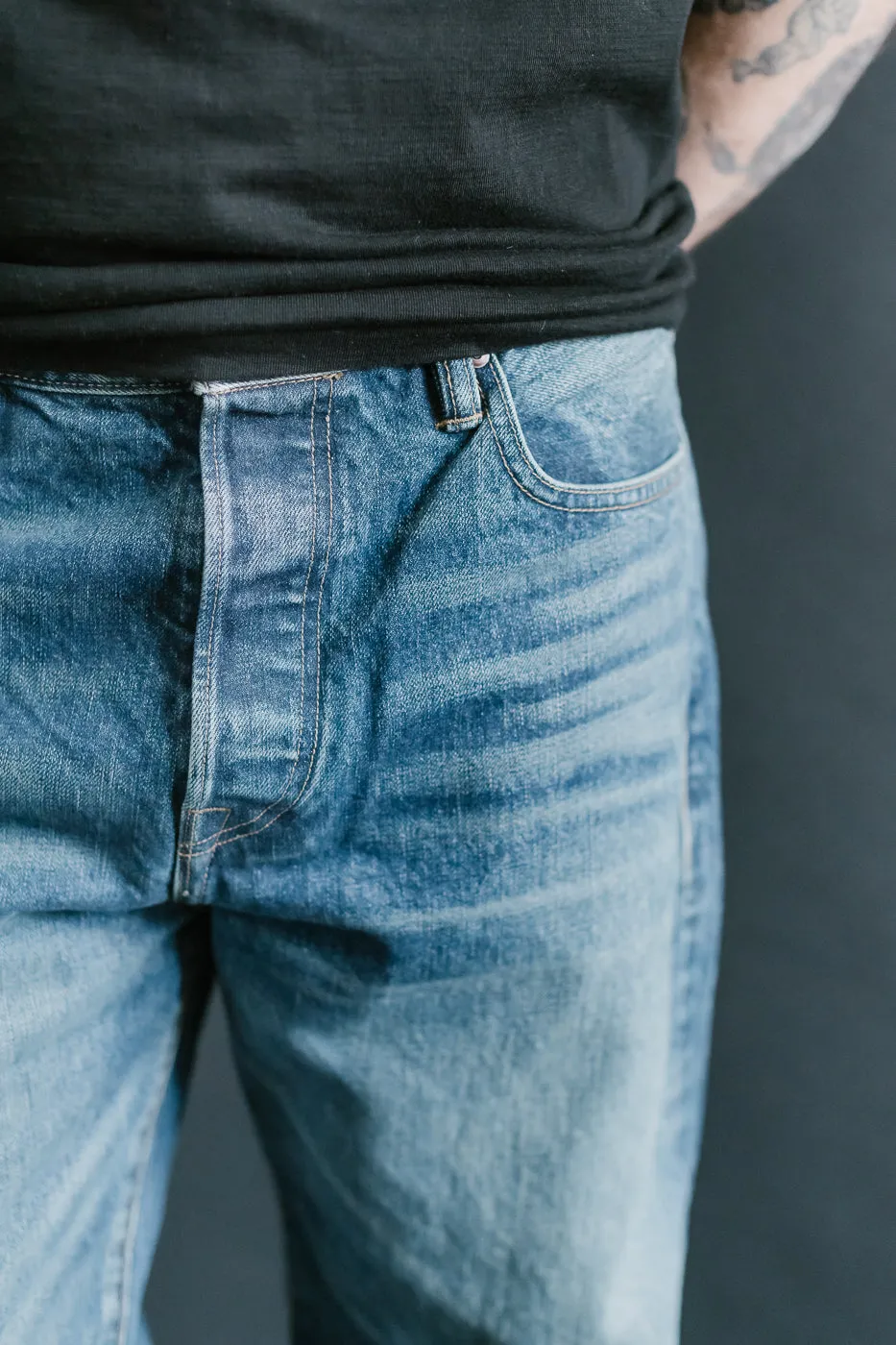 15oz - Vintage Washed Selvedge Strider Pant - Medium Indigo