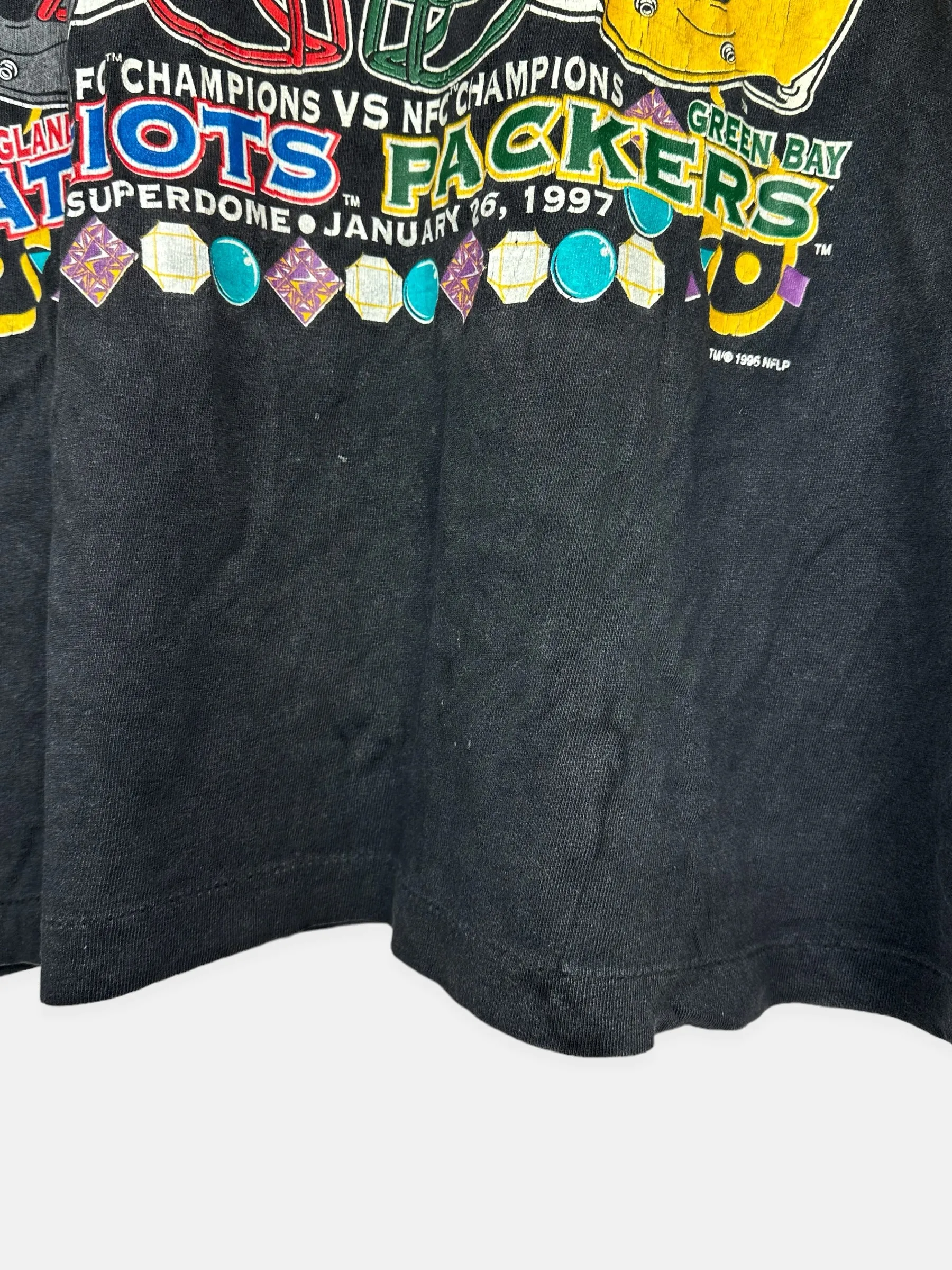 1997 NFL Superbowl Patriots vs Packers Vintage T-Shirt Size S-M