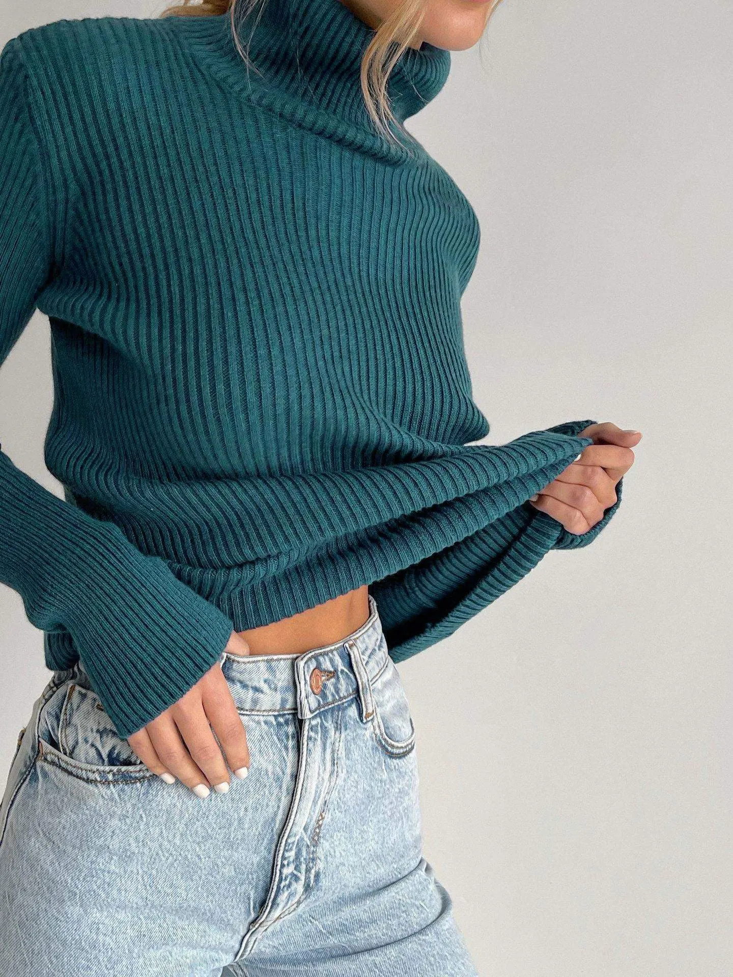 24 Colors High Neck Sweater Knitted Base Layer. High Neck Pullover Sweater for Women.C-241014-2
