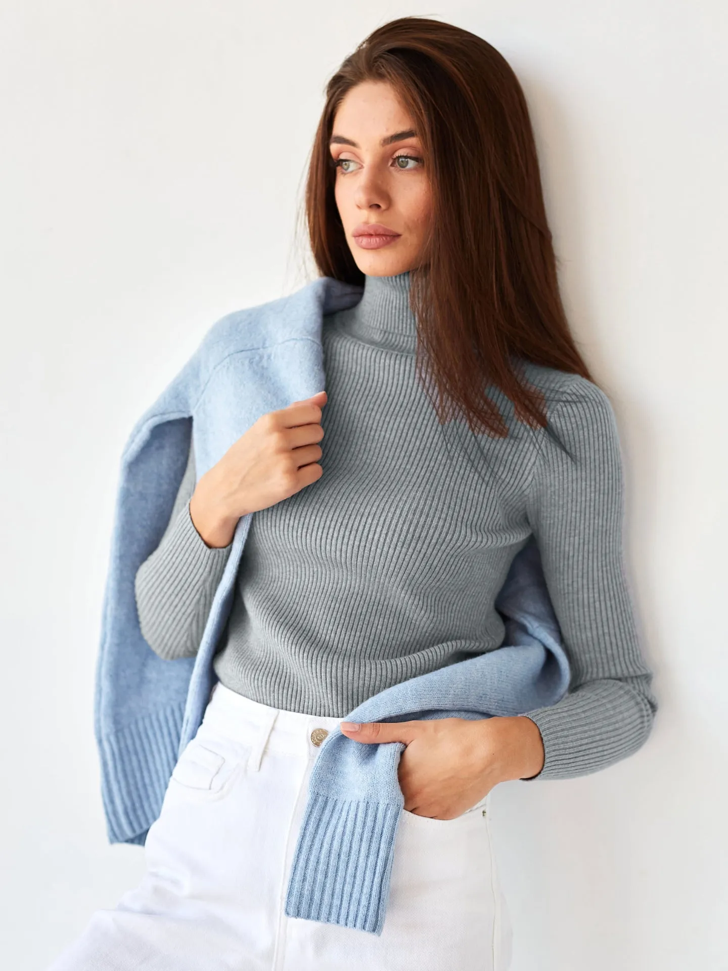 24 Colors High Neck Sweater Knitted Base Layer. High Neck Pullover Sweater for Women.C-241014-2