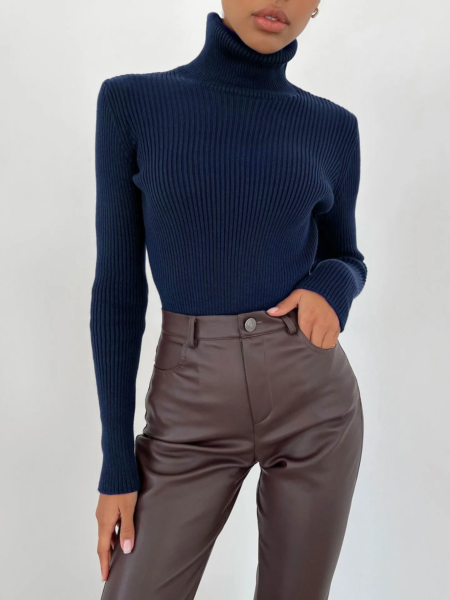 24 Colors High Neck Sweater Knitted Base Layer. High Neck Pullover Sweater for Women.C-241014-2