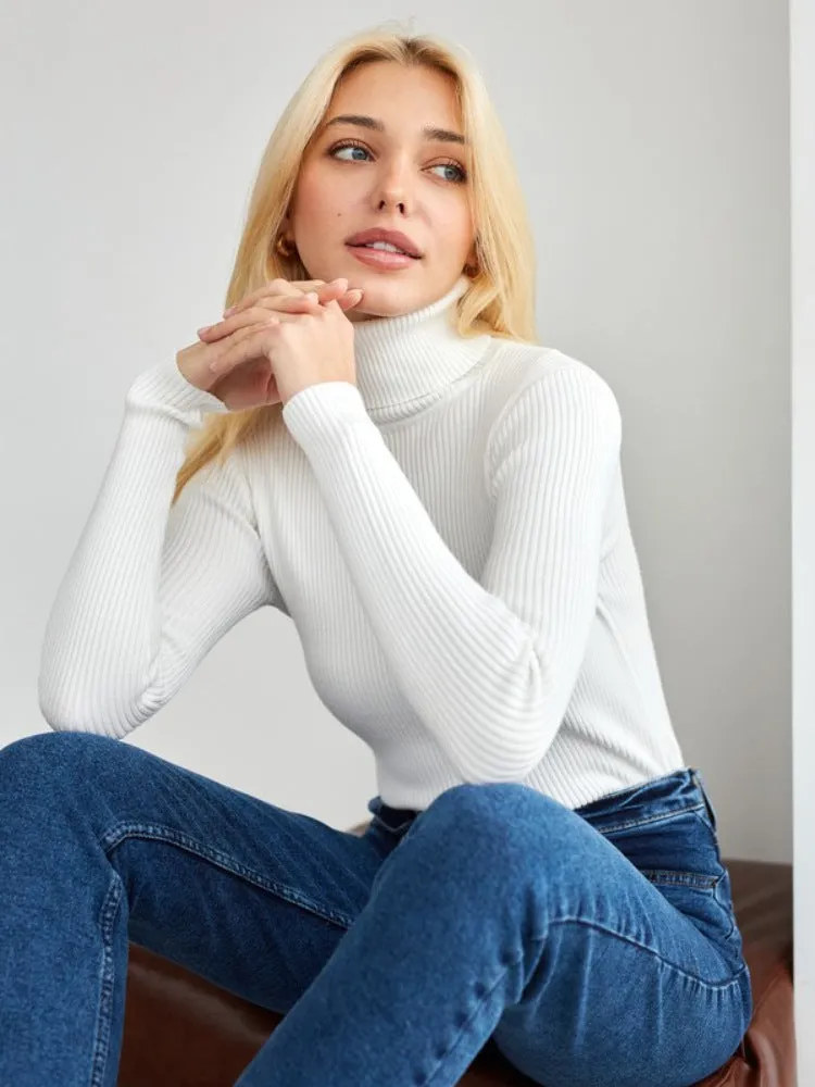 24 Colors High Neck Sweater Knitted Base Layer. High Neck Pullover Sweater for Women.C-241014-2