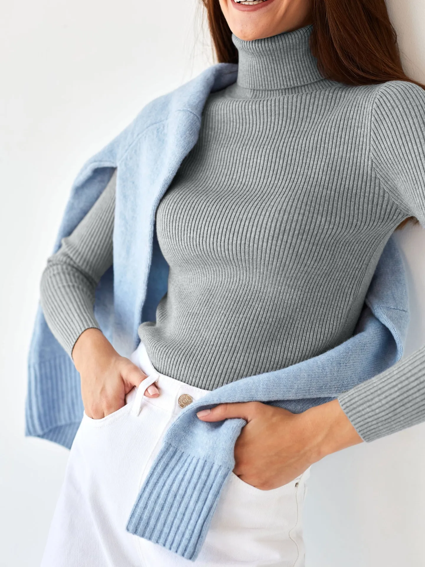 24 Colors High Neck Sweater Knitted Base Layer. High Neck Pullover Sweater for Women.C-241014-2