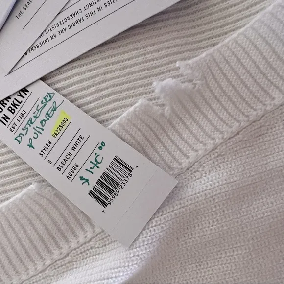 525 America Cotton distressed white cardigan -S New With Tags!