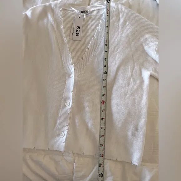 525 America Cotton distressed white cardigan -S New With Tags!