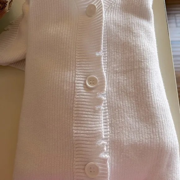 525 America Cotton distressed white cardigan -S New With Tags!