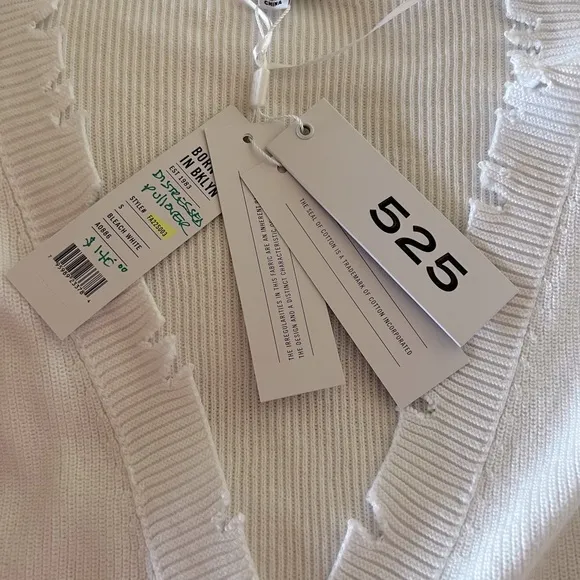 525 America Cotton distressed white cardigan -S New With Tags!