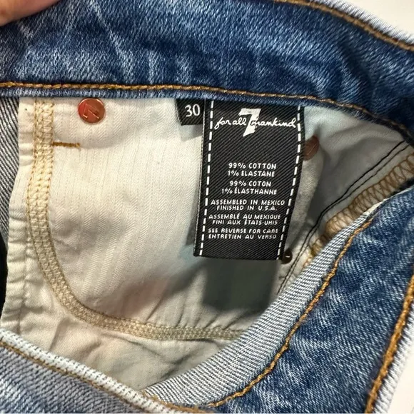7 For All Mankind Asymmetric Button Front Slim Jeans Retro Ventura Blvd Size 30