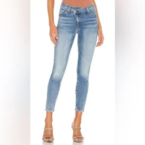 7 For All Mankind Asymmetric Button Front Slim Jeans Retro Ventura Blvd Size 30