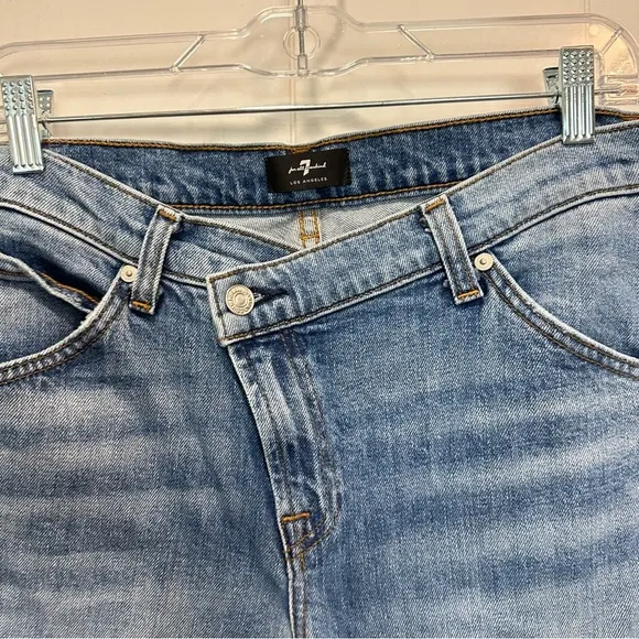 7 For All Mankind Asymmetric Button Front Slim Jeans Retro Ventura Blvd Size 30