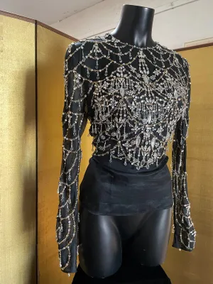 A DECADENT 1980s GENNY TOP WITH CRYSTALS AND BULLION-WORK