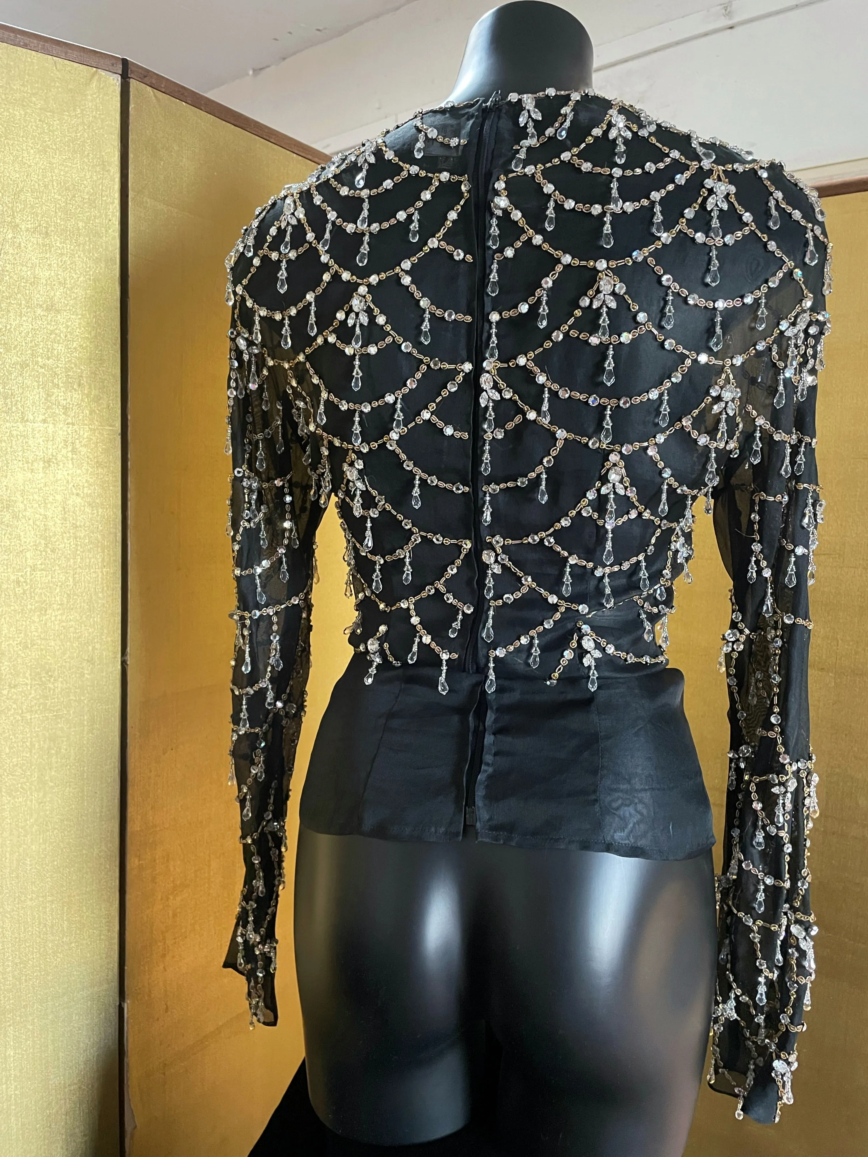 A DECADENT 1980s GENNY TOP WITH CRYSTALS AND BULLION-WORK