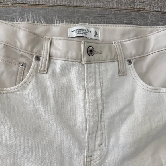 Abercrombie &amp; Fitch Mixed Fabric Slim Straight Ultra High Rise Jeans