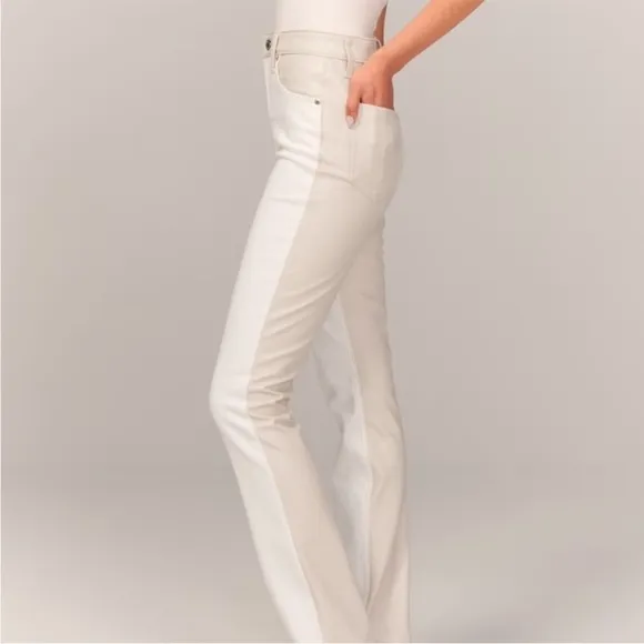 Abercrombie &amp; Fitch Mixed Fabric Slim Straight Ultra High Rise Jeans