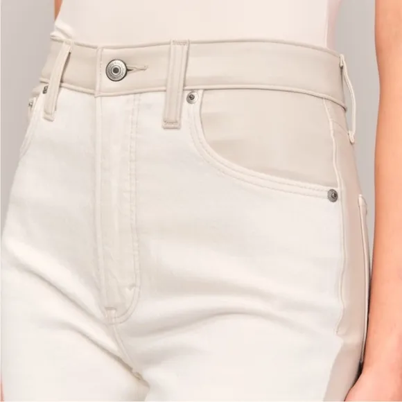 Abercrombie &amp; Fitch Mixed Fabric Slim Straight Ultra High Rise Jeans