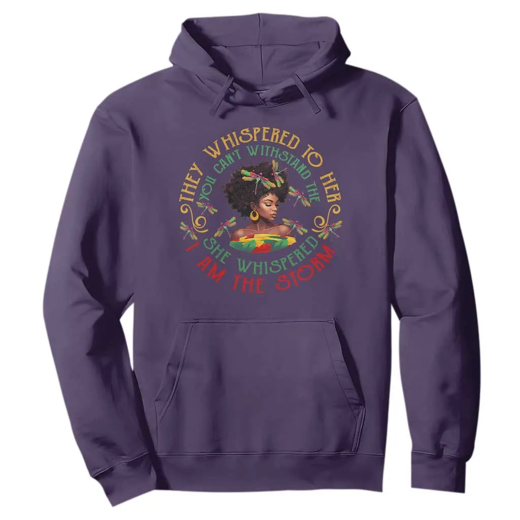 African Women Black History Month Hoodie Dragon Fly She Whispered Back I Am The Storm TS09
