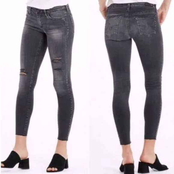 AG ADRIANO GOLDSCHMIED The Legging Ankle Super Skinny Jean Faded Distressed 31
