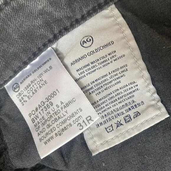 AG ADRIANO GOLDSCHMIED The Legging Ankle Super Skinny Jean Faded Distressed 31