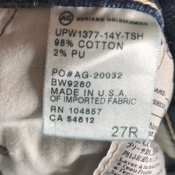 AG The Stevie Slim Straight Ankle Jeans Size 27R