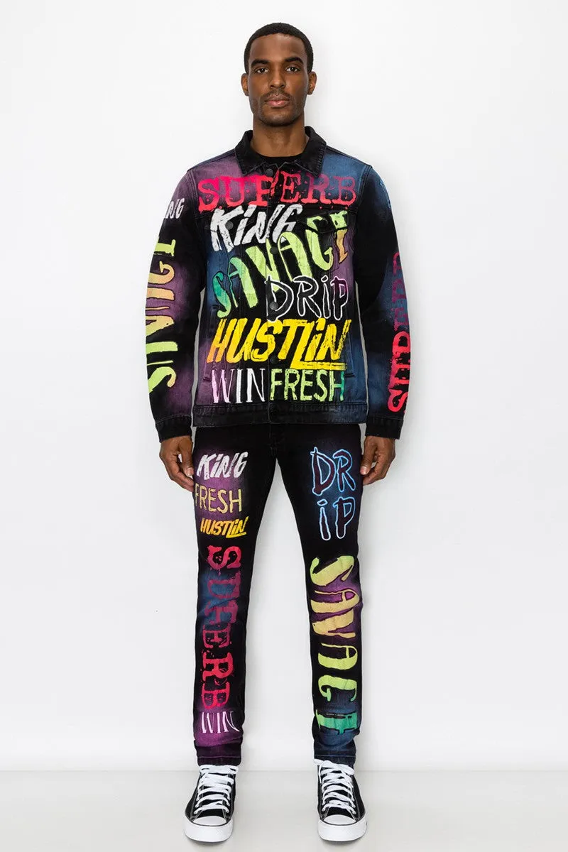 Airbrush Scribble Denim Jeans