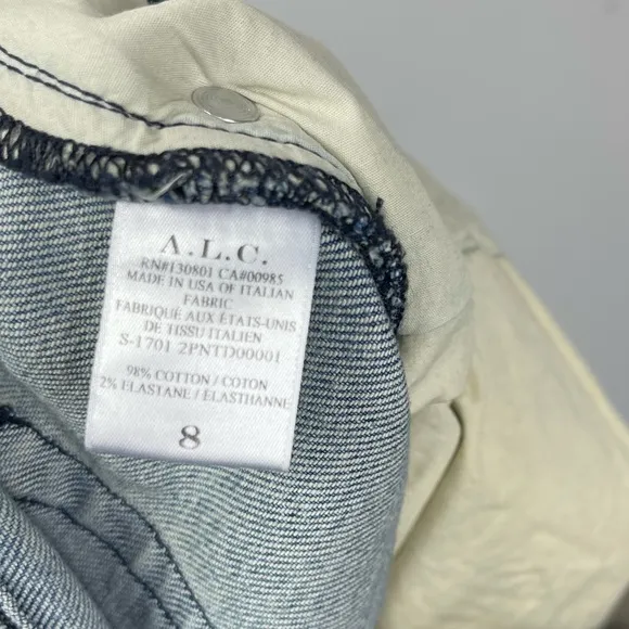 A.L.C. Women's Light Wash Yoko Lace Up Front Mid Rise Slim Relaxed Jeans ALC 8