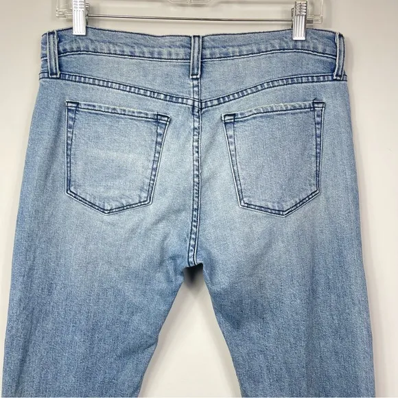 A.L.C. Women's Light Wash Yoko Lace Up Front Mid Rise Slim Relaxed Jeans ALC 8