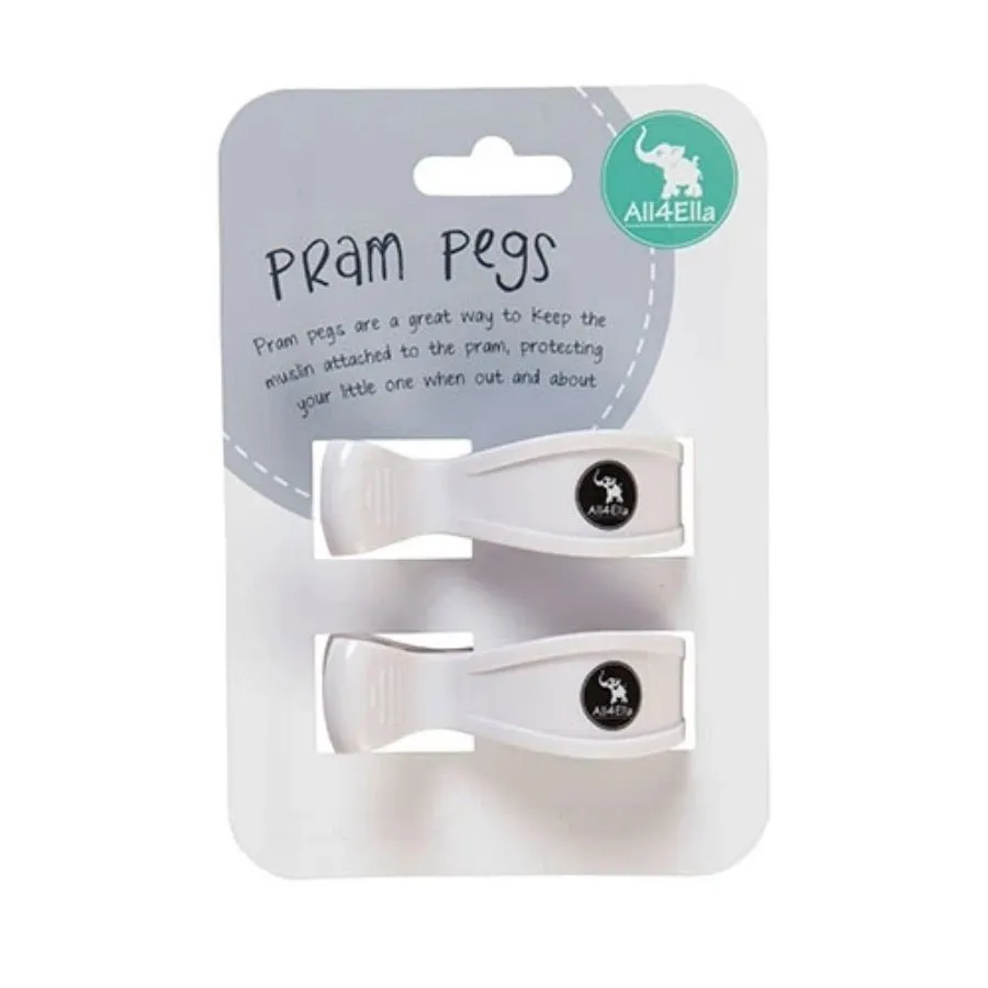 All4Ella White Pram Pegs 2 Pack