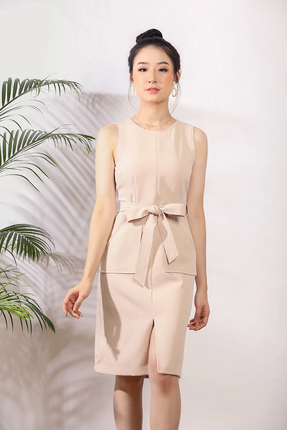 Anokhi Midi Dress in Nude