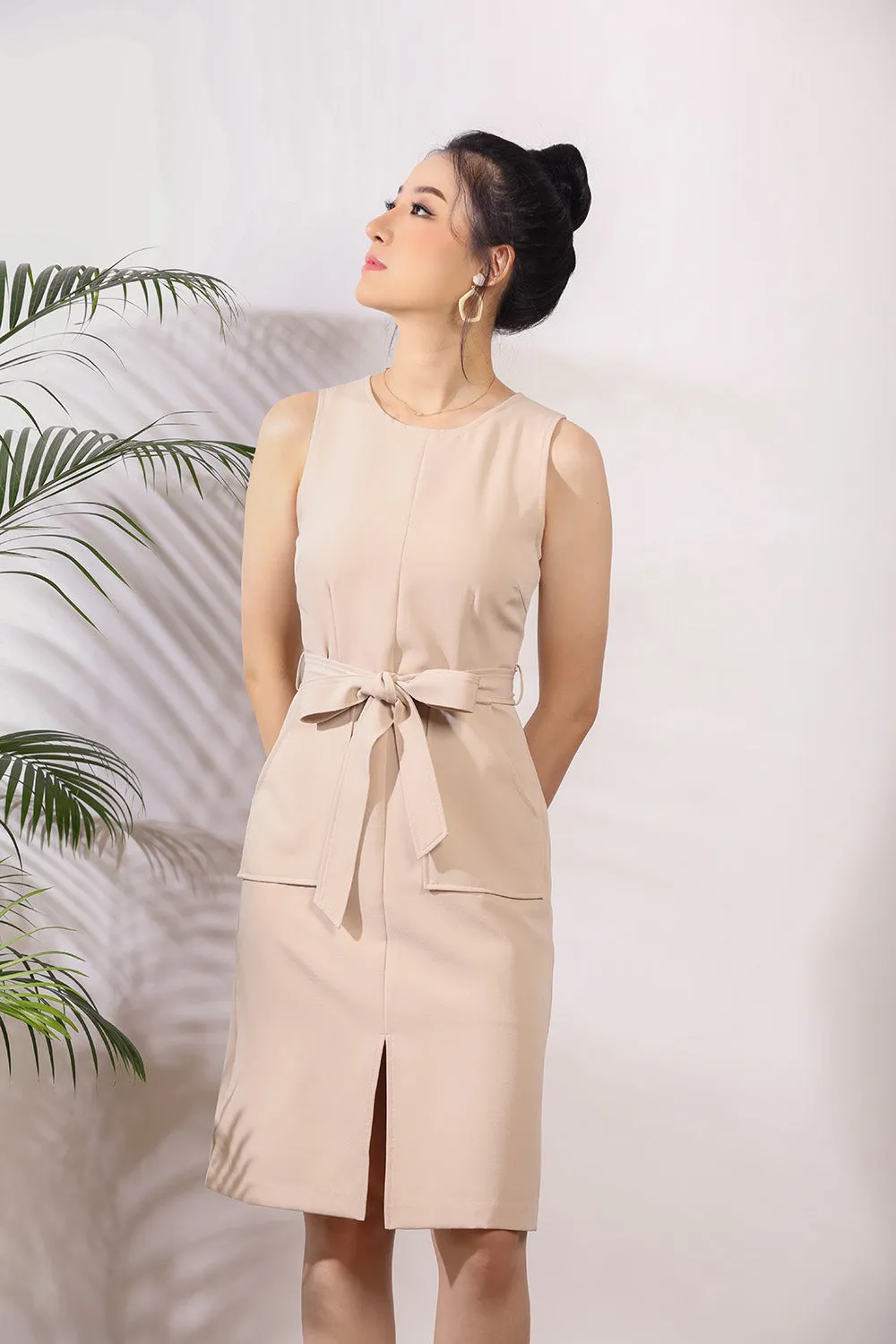 Anokhi Midi Dress in Nude
