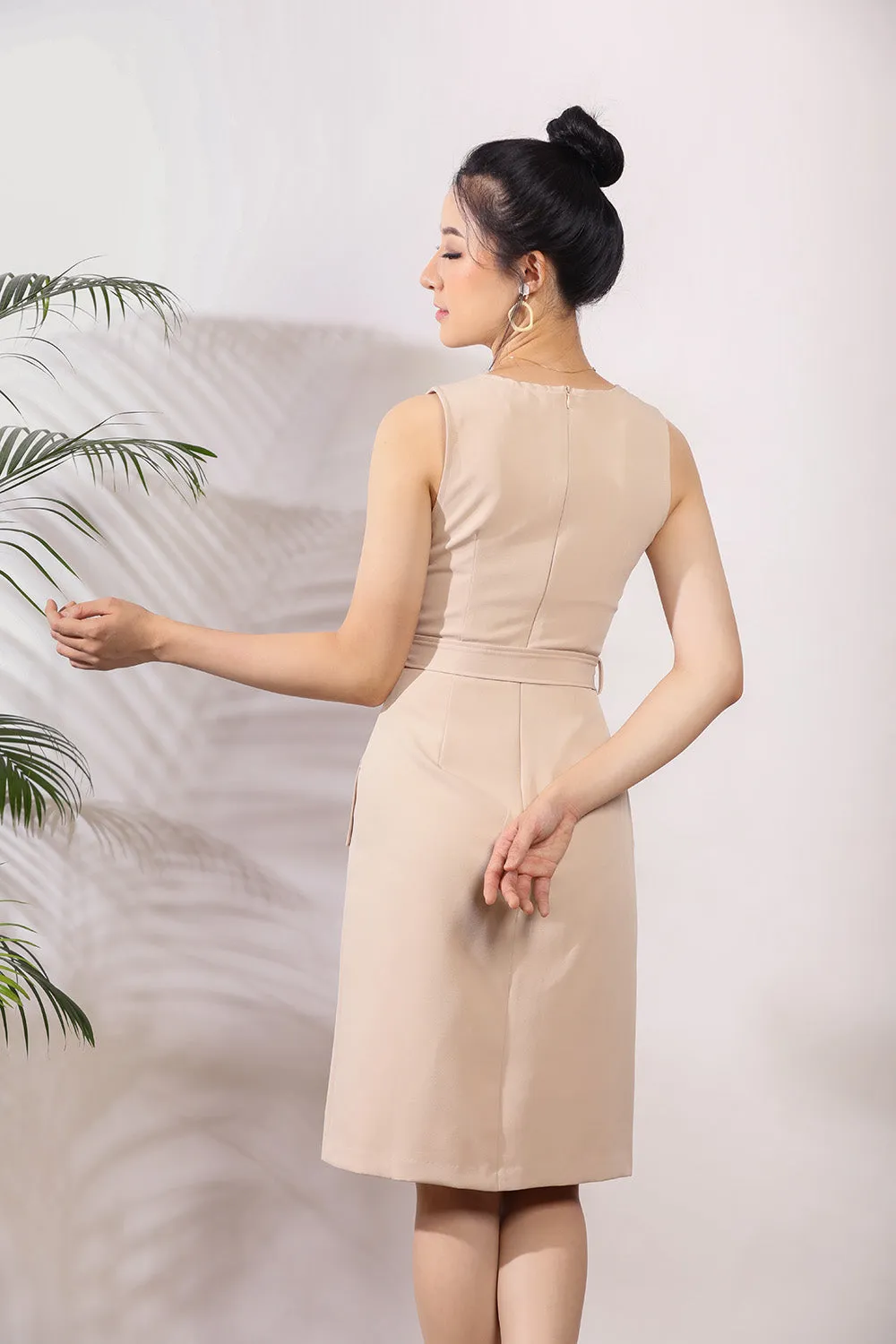 Anokhi Midi Dress in Nude