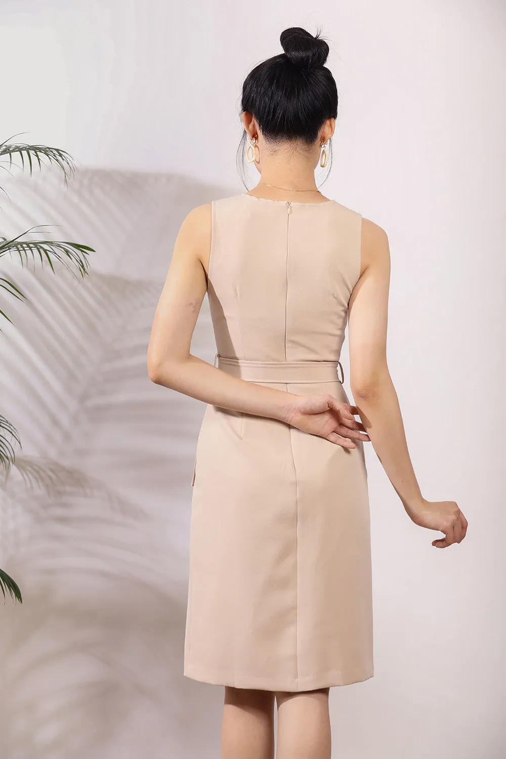 Anokhi Midi Dress in Nude
