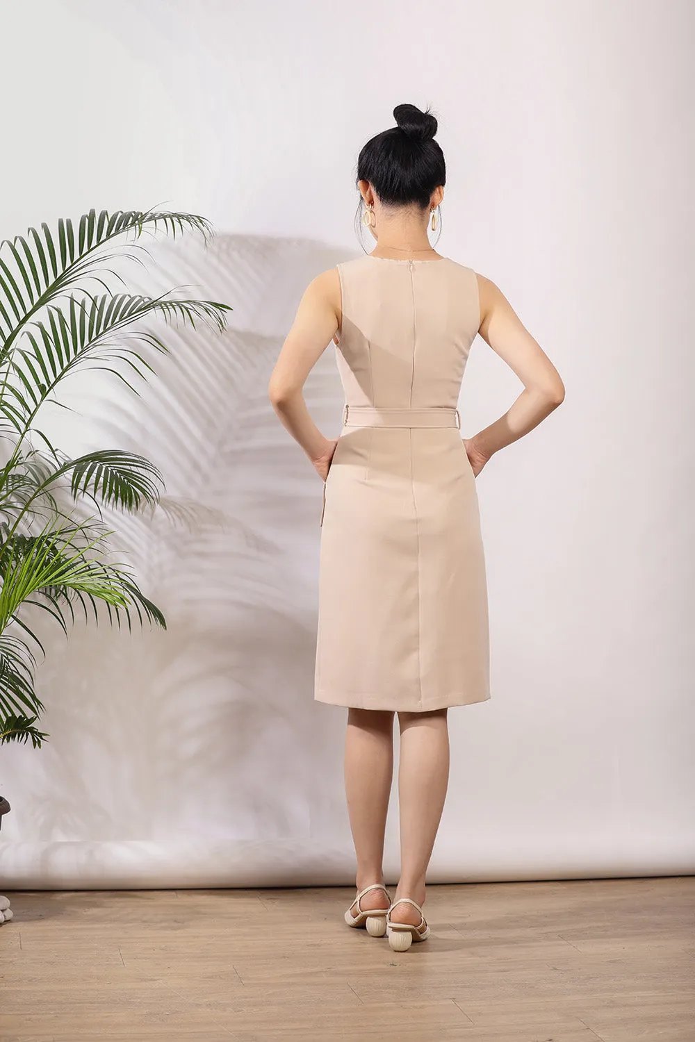 Anokhi Midi Dress in Nude