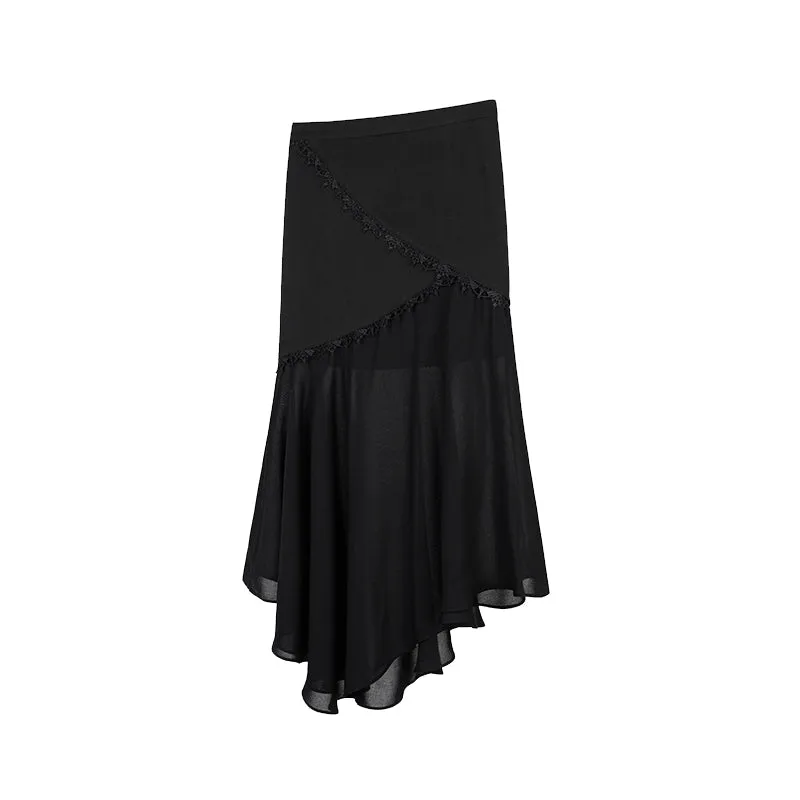 Asymmetrical Lace Chiffon Skirt