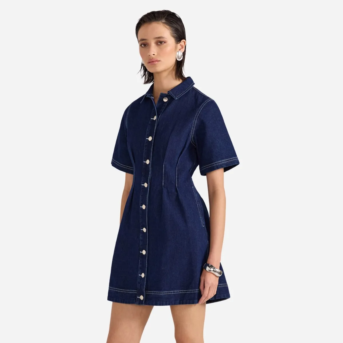 Augusta Denim Mini Dress (Indigo)