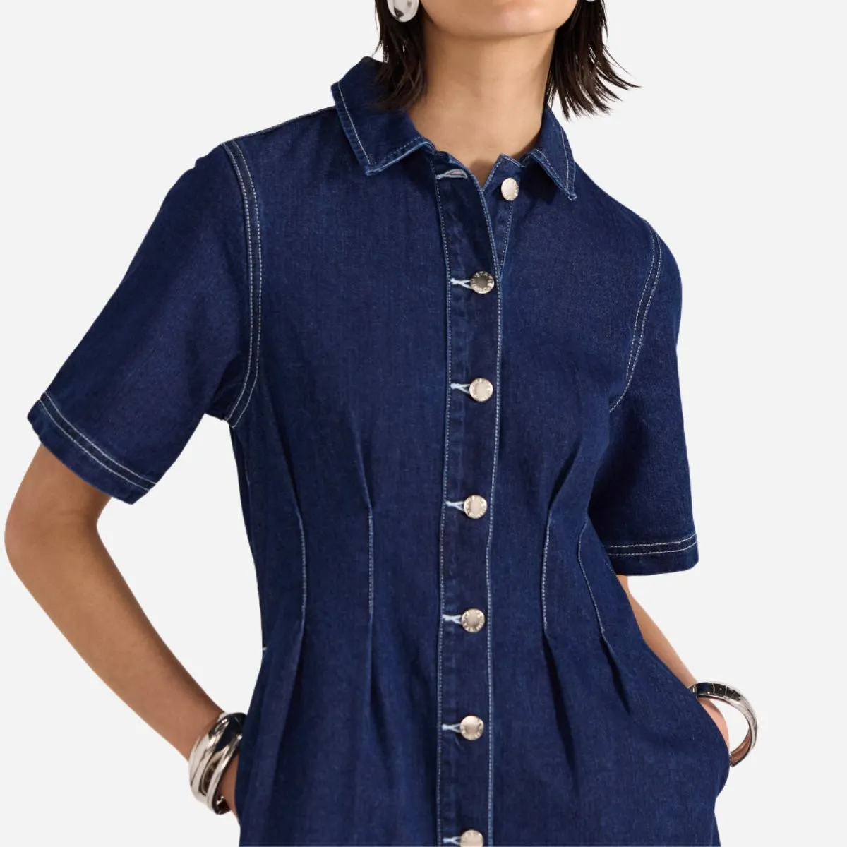 Augusta Denim Mini Dress (Indigo)