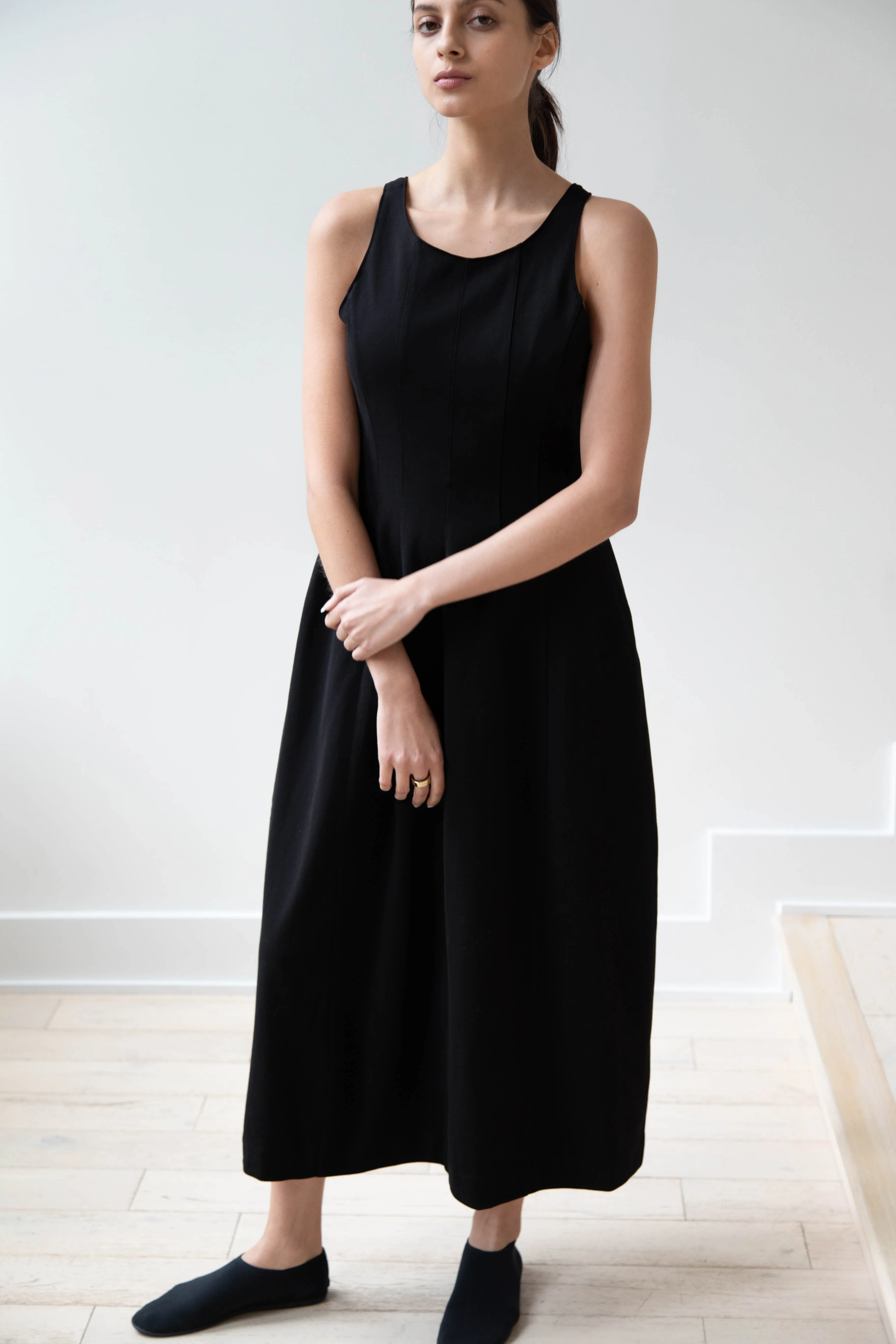 Auralee | Hard Twist Smooth Dress in Black