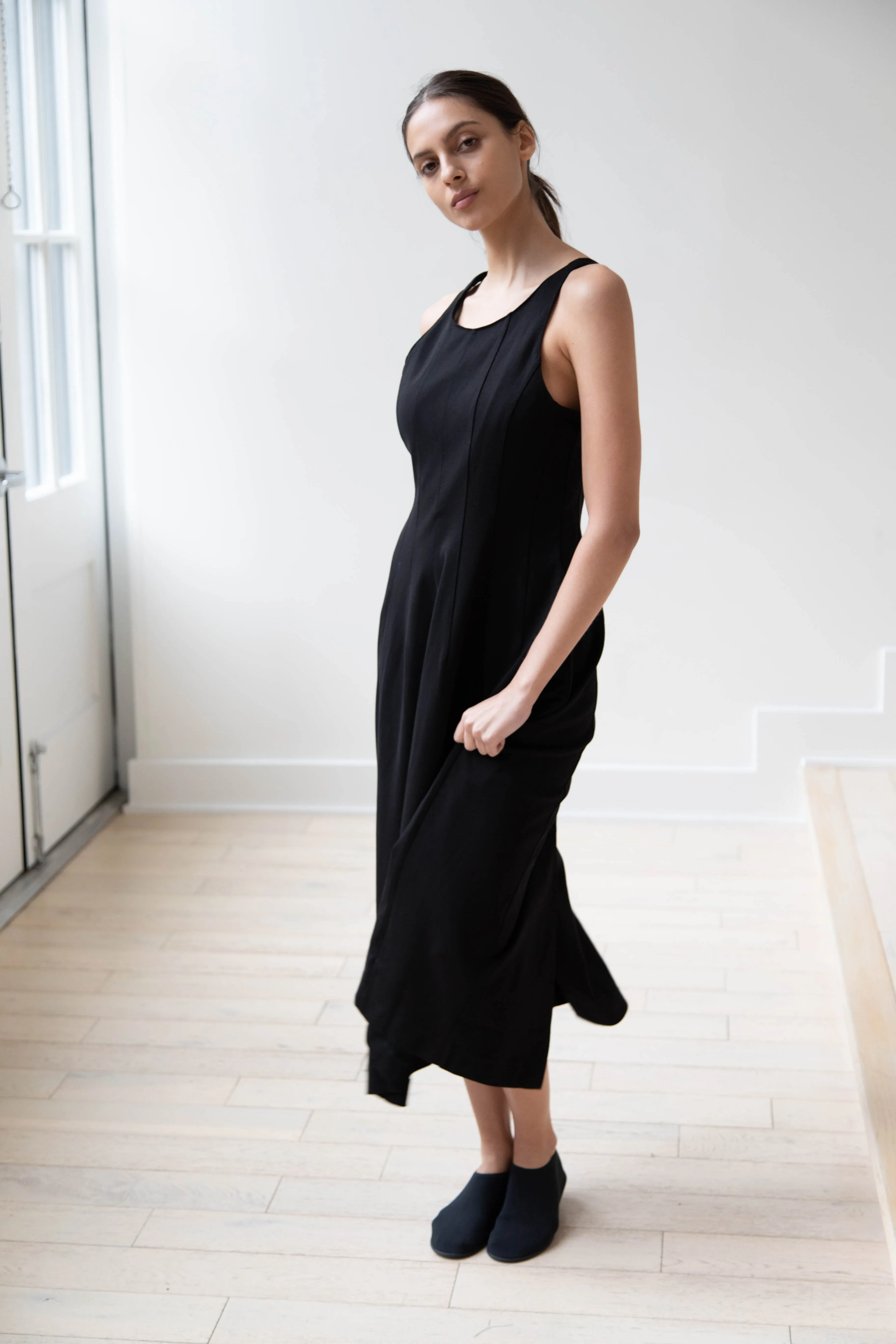Auralee | Hard Twist Smooth Dress in Black