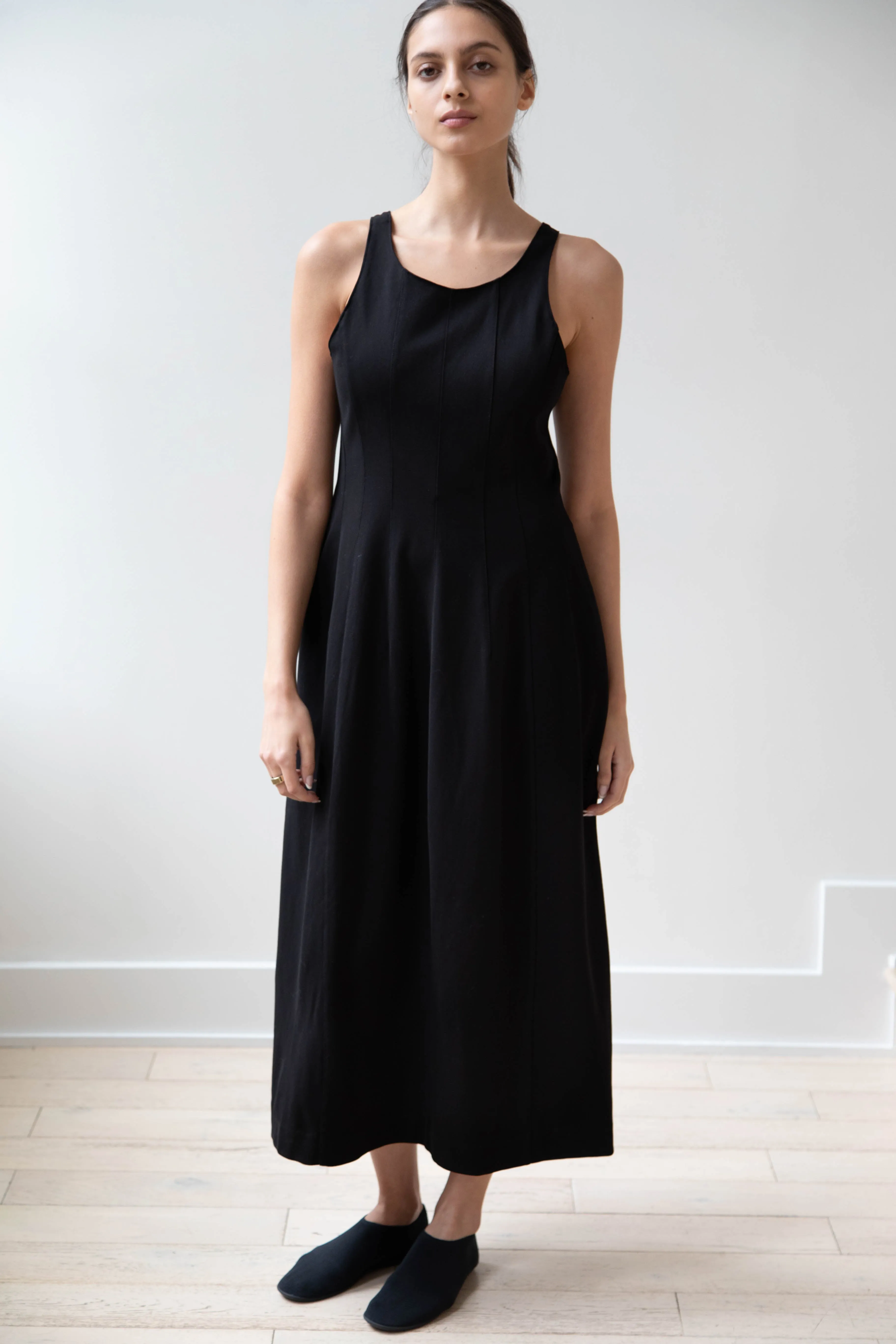 Auralee | Hard Twist Smooth Dress in Black