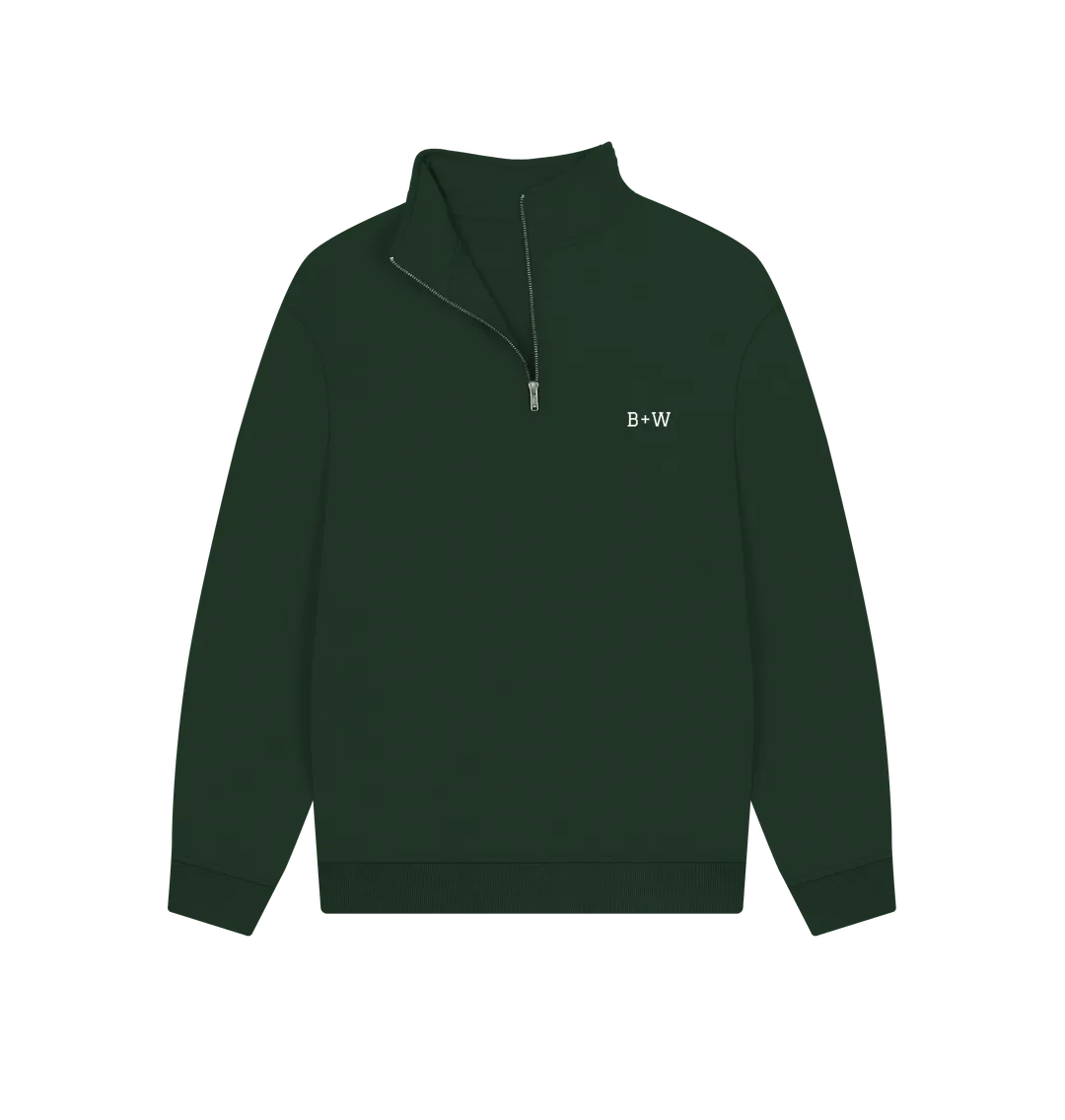 B W Quarter Zip Sweatshirt (White Lettering)