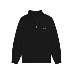 B W Quarter Zip Sweatshirt (White Lettering)