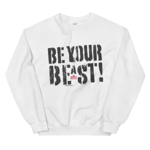 Be Your Beast women's training sweatshirt with ASC logo on back label