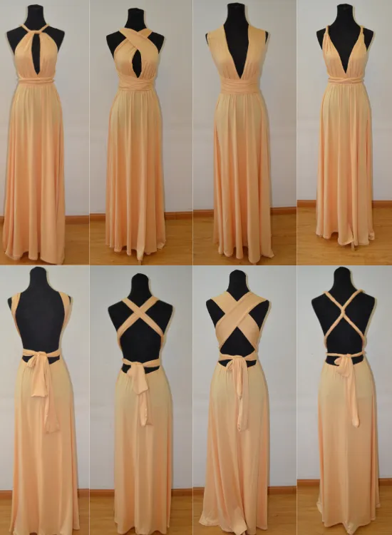Beautiful Light Champagne Multi Way Bridesmaid Dress, Women Summer Dress,Convertible Dresses