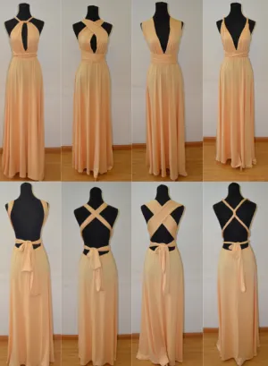 Beautiful Light Champagne Multi Way Bridesmaid Dress, Women Summer Dress,Convertible Dresses