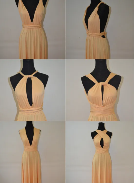 Beautiful Light Champagne Multi Way Bridesmaid Dress, Women Summer Dress,Convertible Dresses