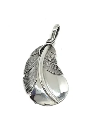 Beautiful Navajo Sterling Silver Curved Feather Pendant