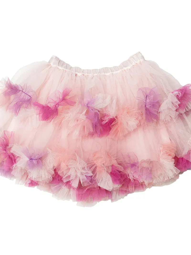 BEBE TIERS FOR FEARS SKIRT-PINK CLOUD MIX