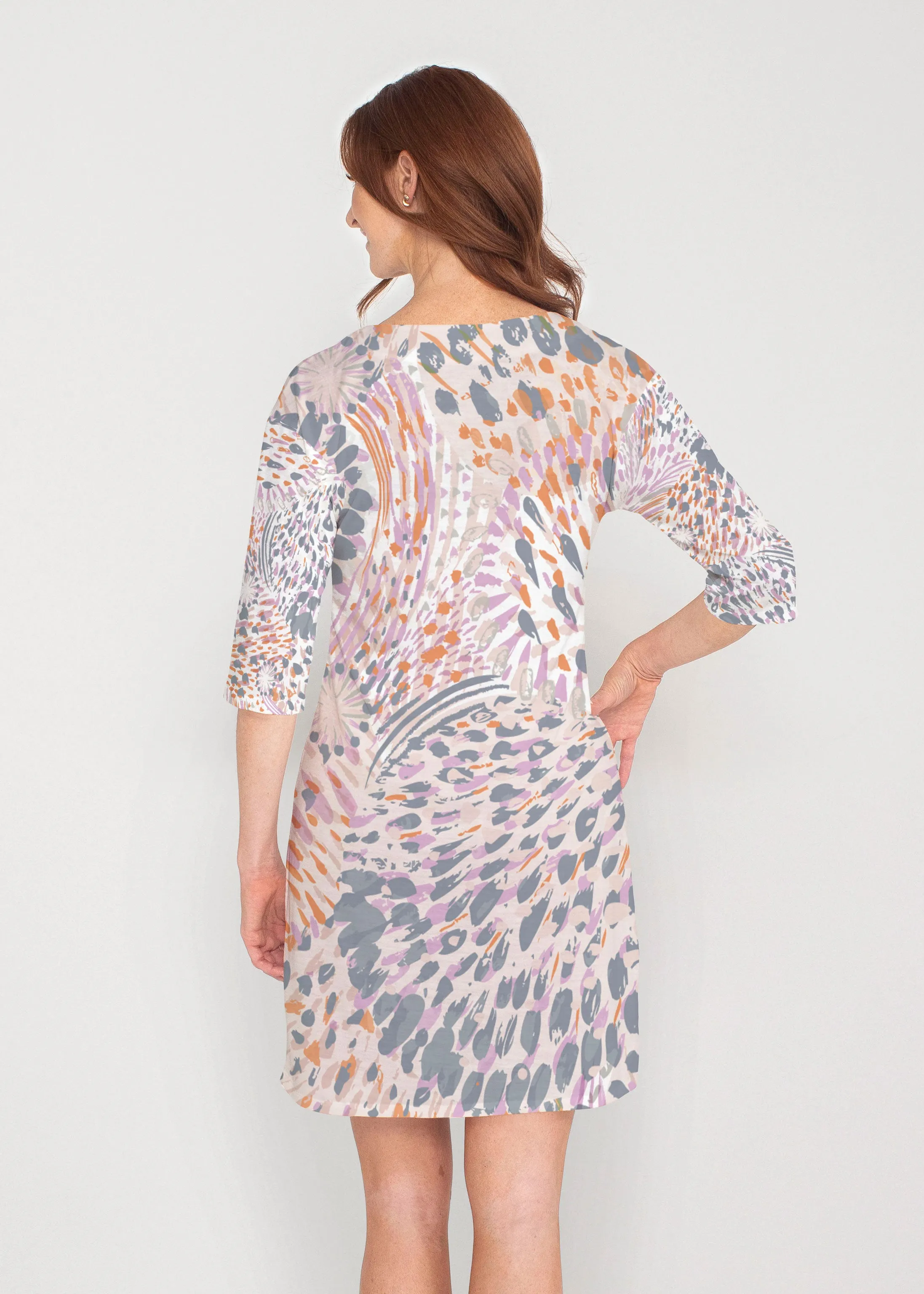 Big Bang (8092) ~ Drop Shoulder 3/4 Sleeve V-Neck Dress